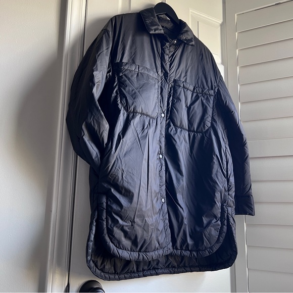 Zara Oversized WATER REPELLENT OVERSHIRT SHACKET Women's Black Quilted Jacket - Picture 9 of 13